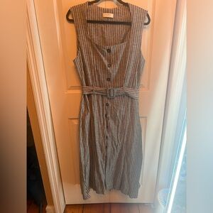 Banana Republic Black and White Striped Midi Dress